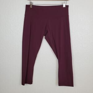 Lululemon Cropped Leggings Womens Size 8 21" Maroon Red Yoga Run Workout Gym